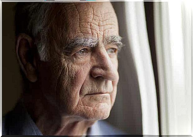 A worried elderly man.