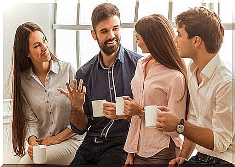 group of friends chatting